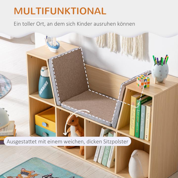 Produktbild Homcom Kinderregal MDF, Polyester Grau+Natur (30 x 103 x 62 cm)