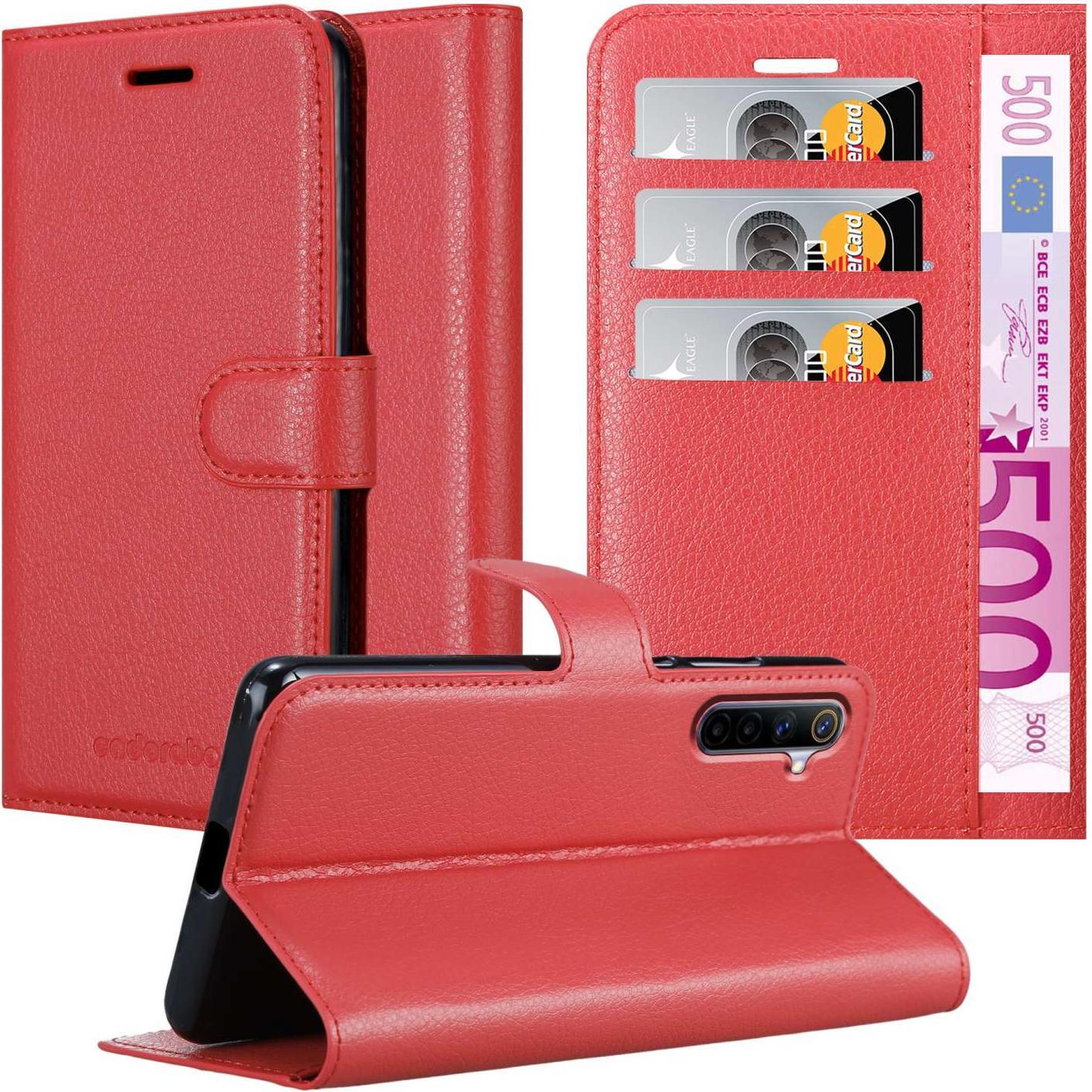 Cadorabo Book Stand (Realme 6, Realme 6s), Smartphone Hülle, Rot