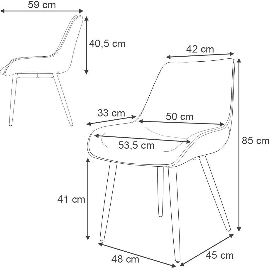 Thumbnail - Vicco, Stühle, Esszimmerstuhl Eleganza, Grau, 2er Set