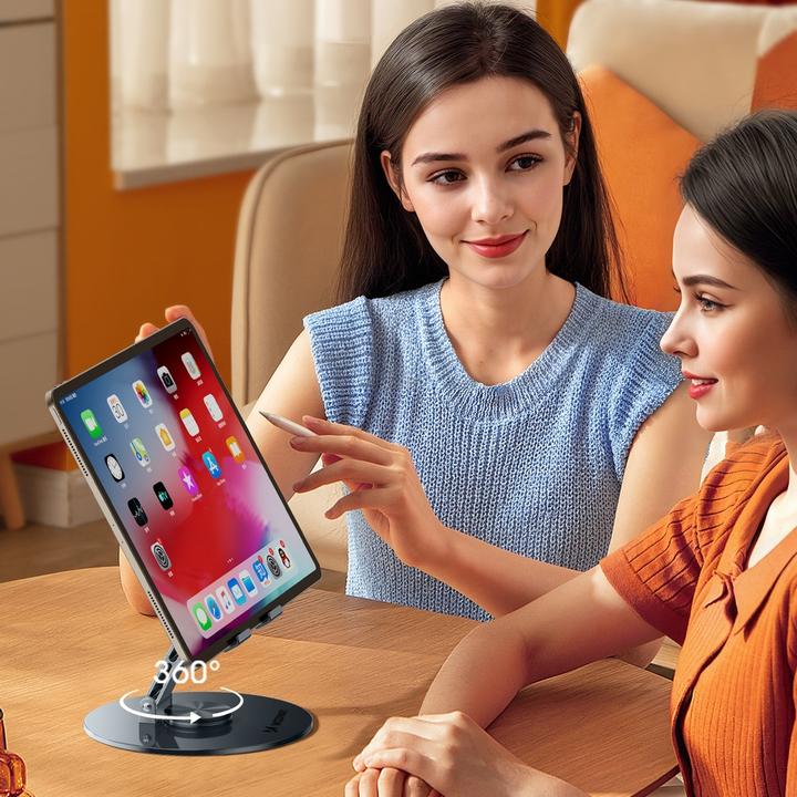 Actual product image Wozinsky WRS-DSY84SS 360° drehbarer Tablet-Ständer aus Aluminium, Grau