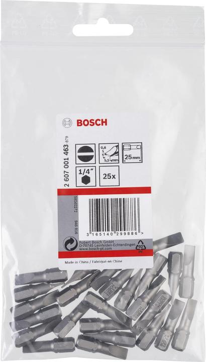 Produktbild Bosch Professional Zubehör Schrauberbit Extra-Hart S 0,8 x 5,5, 25 mm, 25er-Pack (Schraubschlitz)