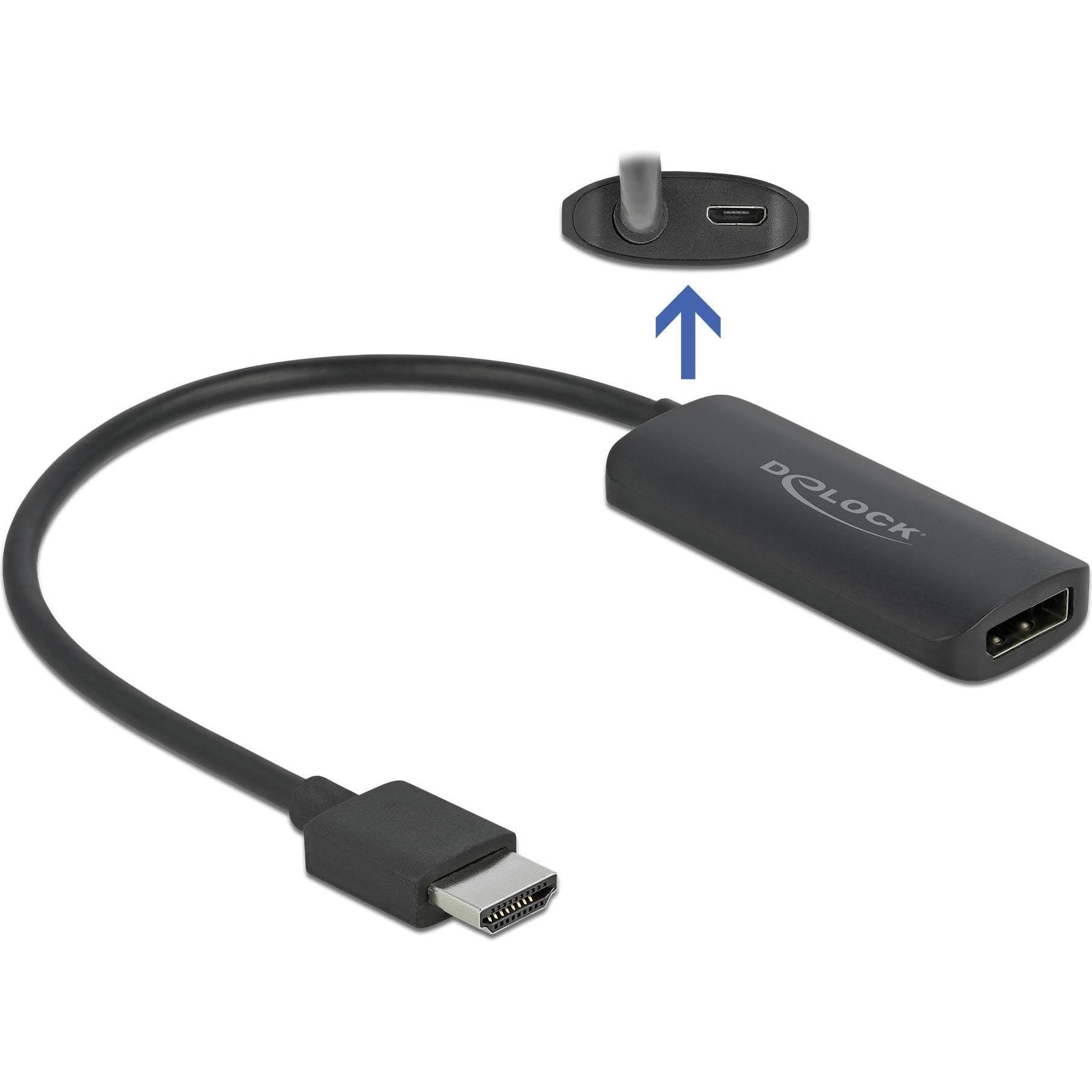 Thumbnail - Delock HDMI zu (DP, 24 cm), Data + Video Adapter, Schwarz