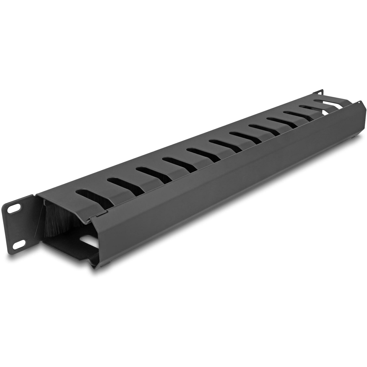 Delock 19" Kabelmanagement Rangierpanel mit Bürste und 2 Öff, Serverschrank Zubehör, Schwarz