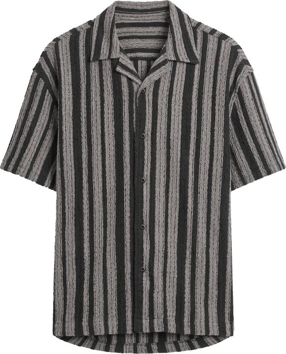 Immagine prodotto Urban Classics Two Color Striped Structured Resortshirt black/white S (S)