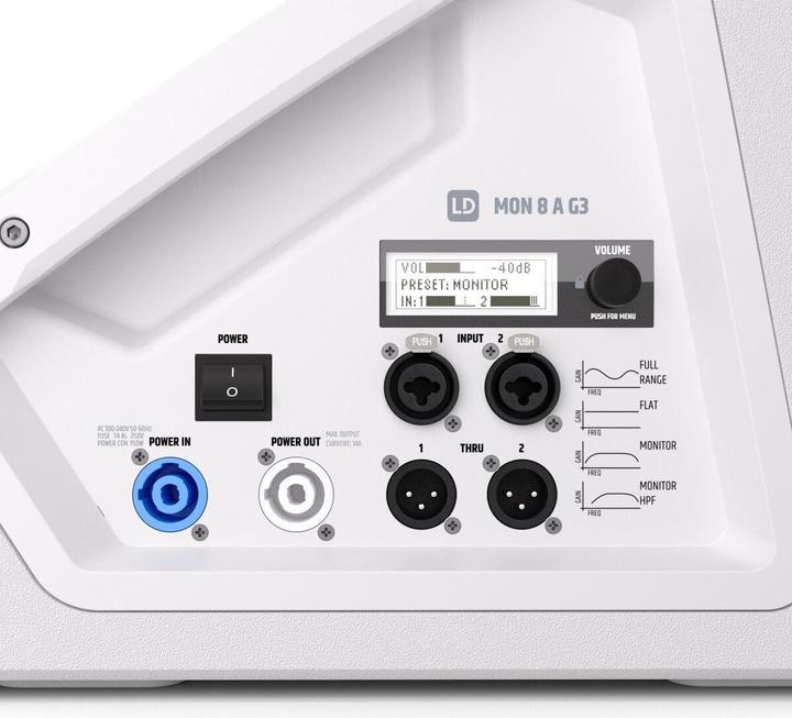 Actual product image LD Systems MON 8 A G3 W - 8" active coaxial stage monitor, white (Subwoofer active)