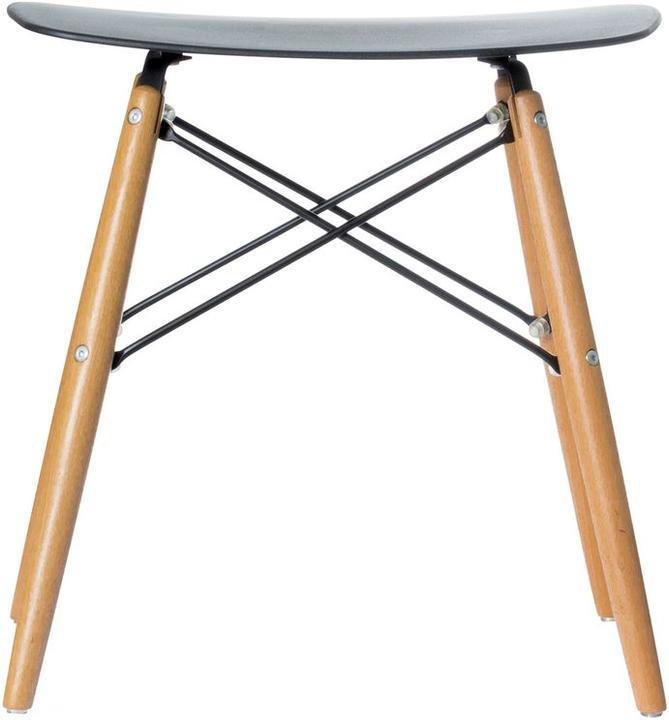 Actual product image Paperflow SKOLL stool, solid beech wood legs, black seat.