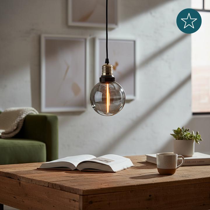 Produktbild Luxula LED-Filament-Lampe, Line Smoke Globe, E27, 2W, 40lm, 1800K (E27, 40 lm, 1x)