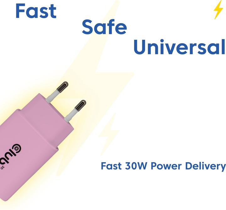 Actual product image Club 3D Club3D Lifestyle Ladegerät USB-C 30Watt, 2Stk pink retail (30 W, 1 portion)