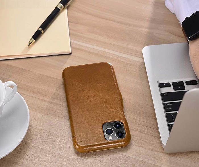 Produktbild iCarer iPhone 11 Pro (5.8) Case Vintage Series Side-open(metal clip in the front) Khaki (Apple iPhone 11 Pro)