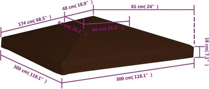 Actual product image vidaXL Pavilion roof 310 g / m² 3x3 m Brown (300 cm, 300 cm)