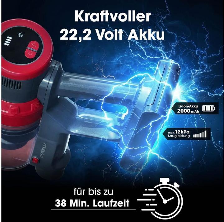 Produktbild CleanMaxx Akku-Hand- und Stielsauger 22.2 V Grau/Rot