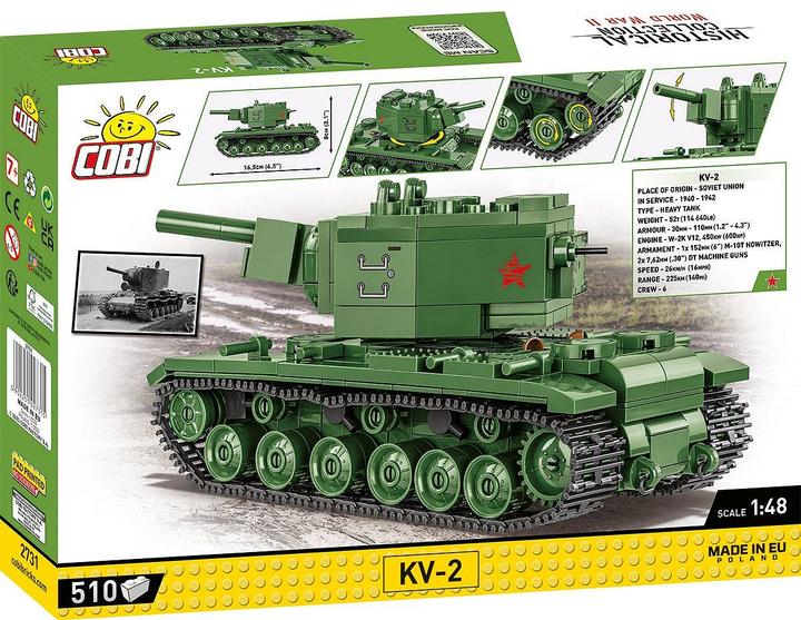Image du produit Cobi Historical Collection 2731 - KV-2 Panzer WWII, 510 briques de serrage