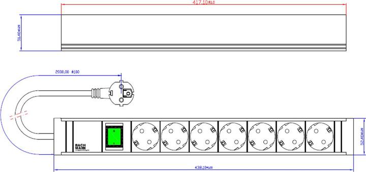 Actual product image Bachmann Connect Line (7x, CEE 7/3, 2 m)