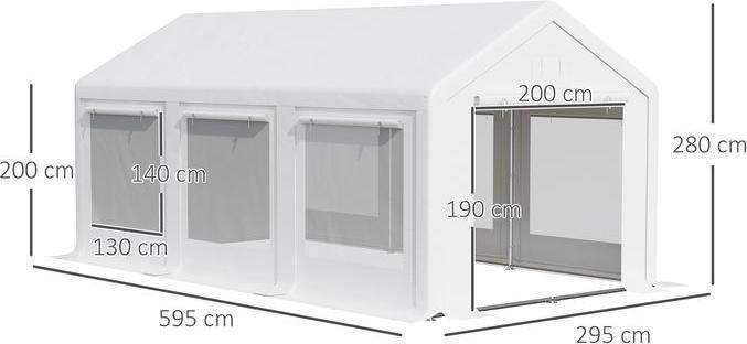 Actual product image Swisshandel24 Large party tent 6x3m removable side walls doors windows outdoor party white (600 cm, 300 cm)