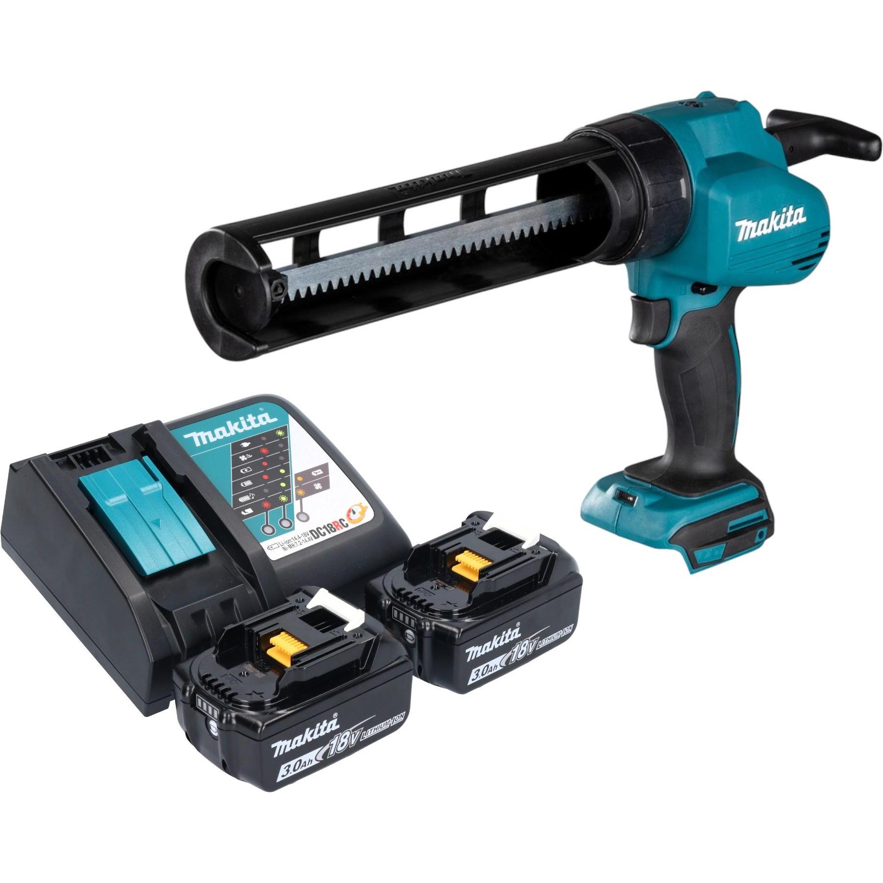 Makita, Kartuschenpistole + Fettpresse, DCG 180 RF Akku Kartuschenpistole 18 V + 2x Akku 3,0 Ah + Ladegerät