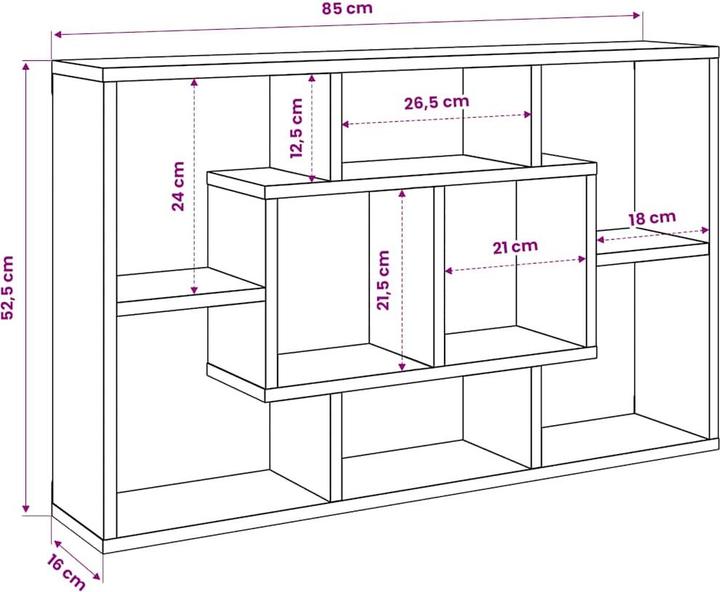 Produktbild vidaXL Wandregal (85 x 16 x 52.50 cm)
