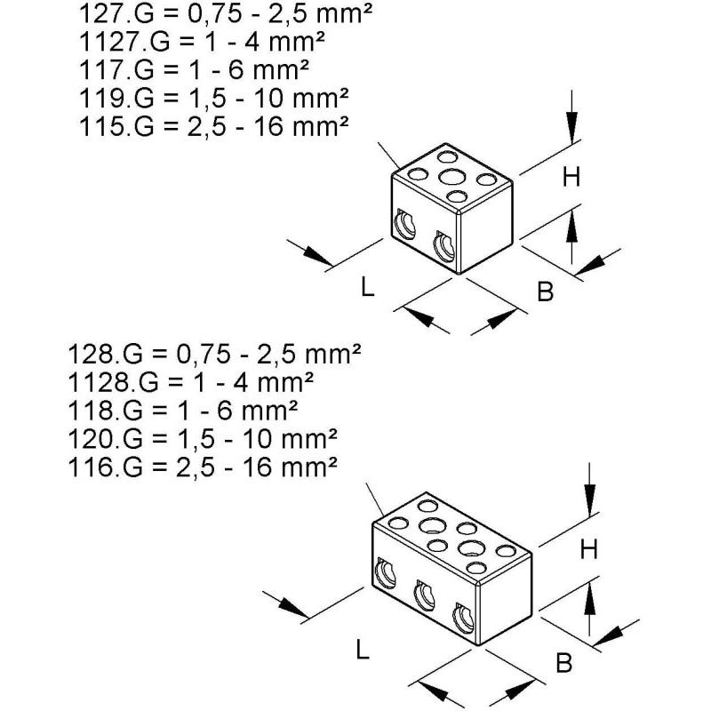 Thumbnail - HKL, Kabelverbindung, Porzellan-Klemme 3polig 1128.G 1-4qmm