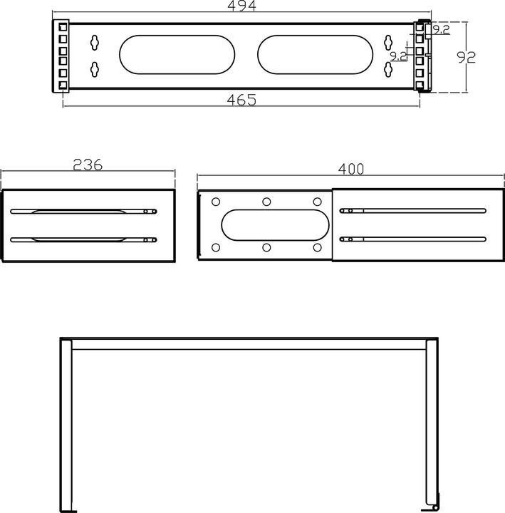 Produktbild InLine 19" Rack zur Wandmontage (2 HE)