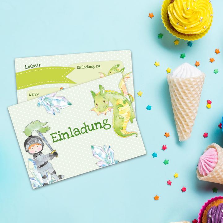 Actual product image Papierdrachen 12 invitation cards for birthday - knight (12 pcs.)