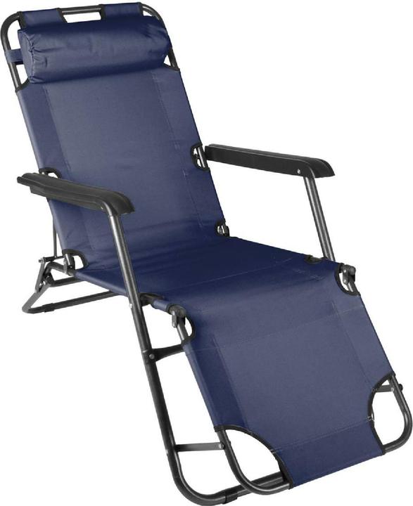 VCM klappbare Sonnenliege Relaxliege Liegestuhl Navy Klappliege Stahl (155 cm)