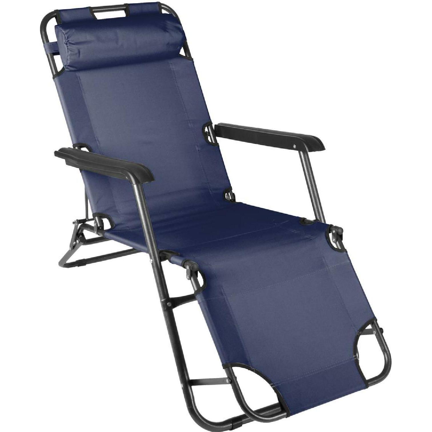 VCM, Liegestuhl, klappbare Sonnenliege Relaxliege Liegestuhl Navy Klappliege Stahl (155 cm)