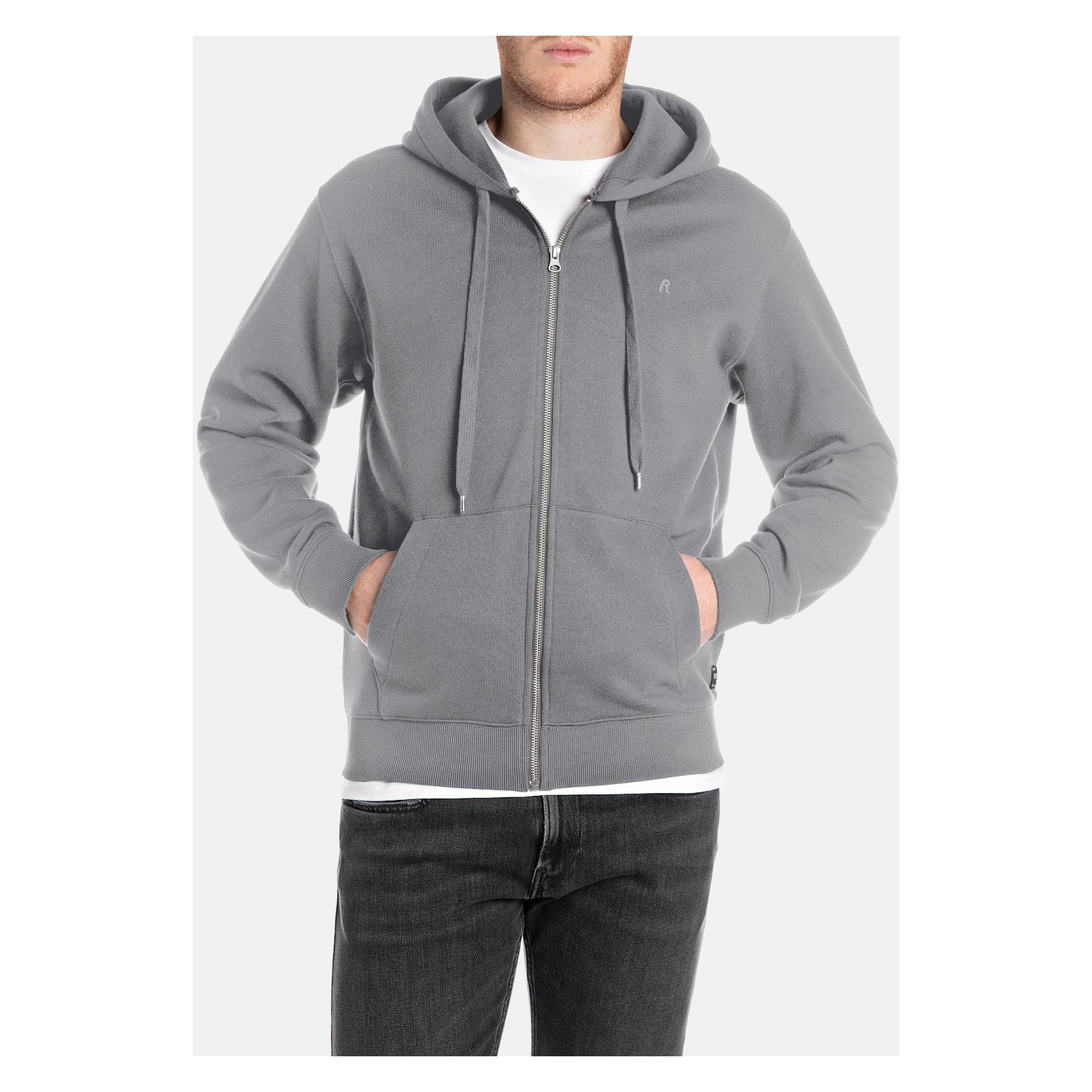 Replay, Herren, Pullover, Jacke Kapuzensweatjacke, Grau, (L)