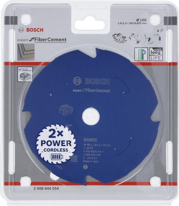 Actual product image Bosch Professional Zubehör Circular saw blade Expert for Fibre Cement, 160 x 1.8/1.2 x 20, 4 teeth