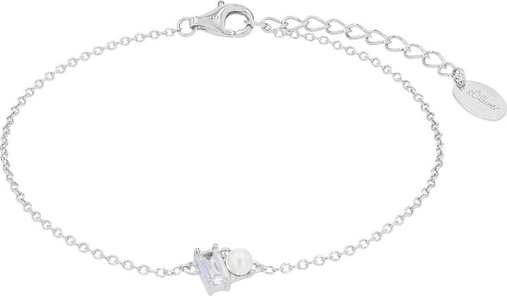 Immagine prodotto S.Oliver Armschmuck für Damen, 925 Sterling Silber, Zirkonia synth., Muschelkernperle (20 cm, Argento 925)