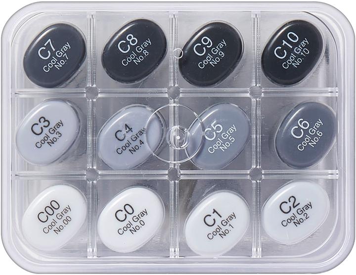 Actual product image Copic Marker sketch, set of 12 "Grey "ne CG" (Grey, 3 mm, 12 x)
