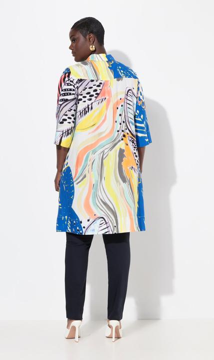 Produktbild Ulla Popken Lyocell-Longbluse, A-Linie, Hemdkragen, 3/4-Arm (42, 44)