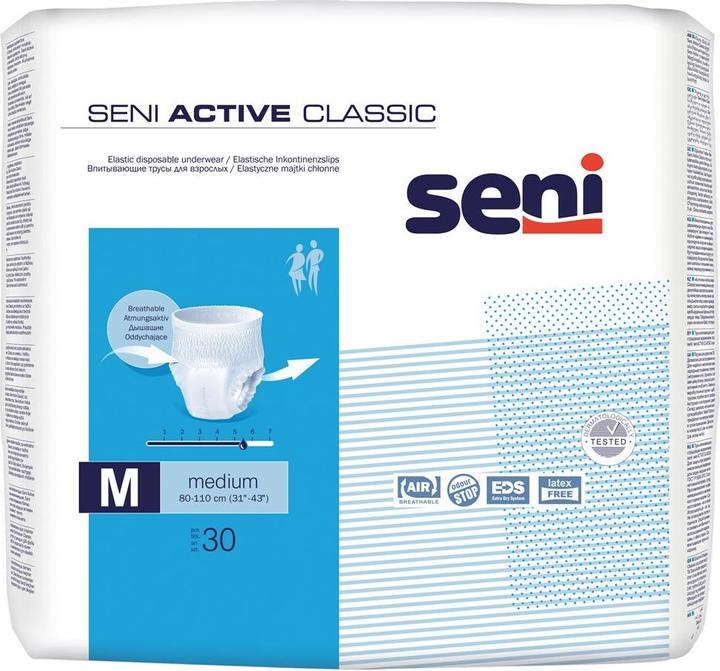 Seni Active Classic Einweghosen atmungsaktiv Hüftumfang 80-110cm 5.5 Tropfen (30 x, M)