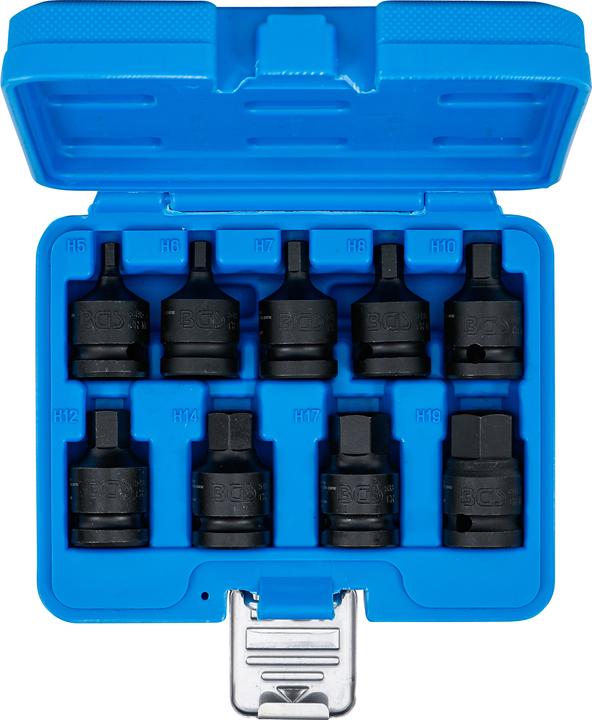Produktbild BGS Kraft-Bit-Einsatz-Satz Antrieb Innenvierkant 12,5 mm (1/2") Innensechskant 5 - 19 mm 9-tlg. (Innensechskant 5 - 19 mm)