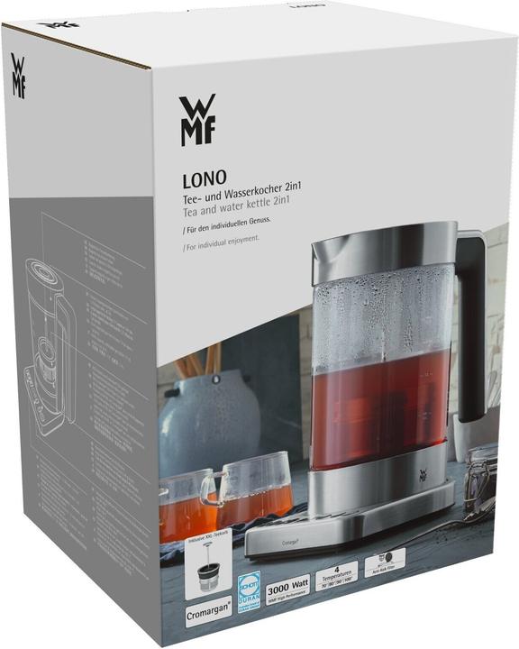 Produktbild WMF Glas Wasserkocher mit Temperaturwahl 1,7l Teesieb Warmhaltefunktion Lono 3000W (1.70 l)