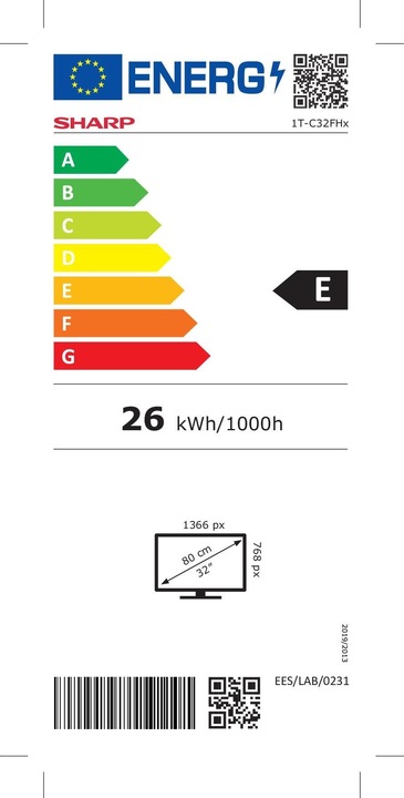 Energie-Label Sharp 32FH2EAW (32", LCD, WXGA, 2023)