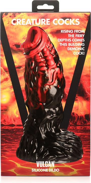Actual product image Frisky Vulcan - Silicone Dildo - Black/Red