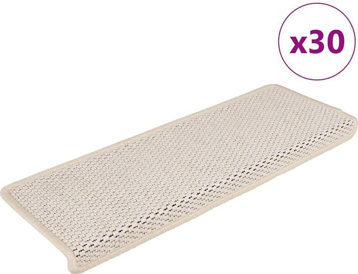Actual product image vidaXL Step mats Self-adhesive sisal look 30 pieces 65x21x4cm Cream (65 x 21 x 4 cm)