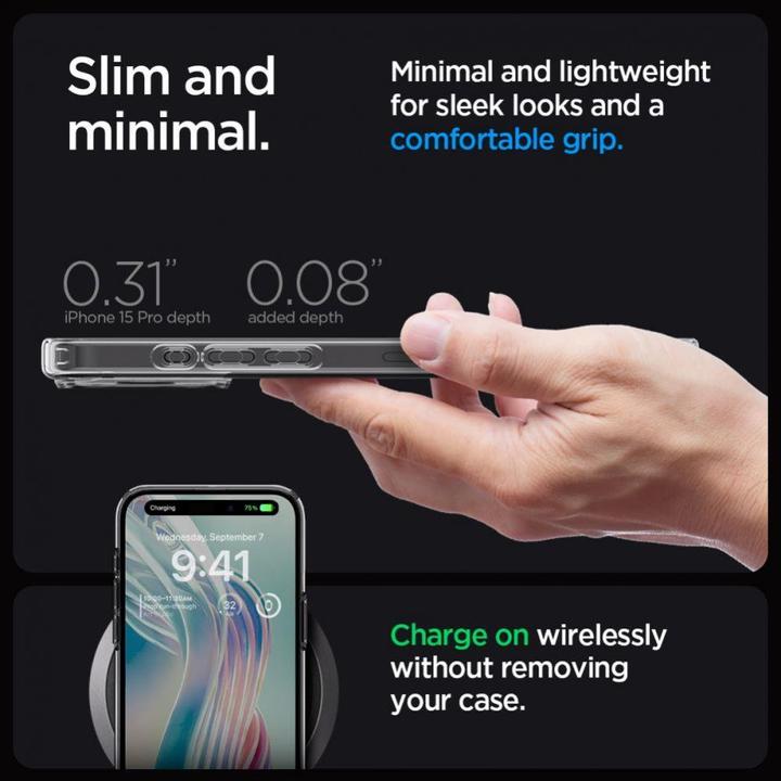 Actual product image Spigen Ultra Hybrid case for iPhone 15 Pro - transparent gray (Apple iPhone 15 Pro)