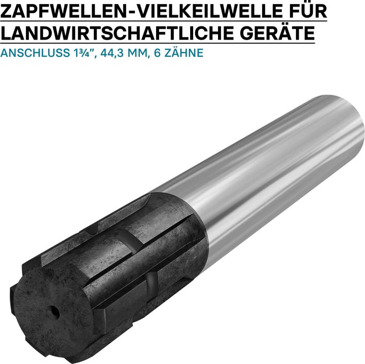 Produktbild Wiltec Zapfwellen Keilwelle C1 300 mm Vielkeilwelle für PTO-Shaft mit 1 3/4" Z6 Traktor (Rasentraktor, Traktorzubehör)