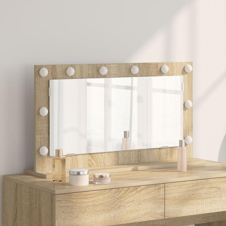 Actual product image VidaXL Cosmetic mirror Sonoma oak wood-based material, glass 80 x 45 x 18 cm