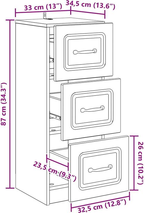 Produktbild vidaXL Schrank (34.50 x 33 x 87 cm)