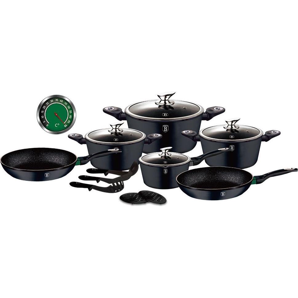 BerlingerHaus GRANITE POT SET BH-1474, Pfanne + Kochtopf, Schwarz