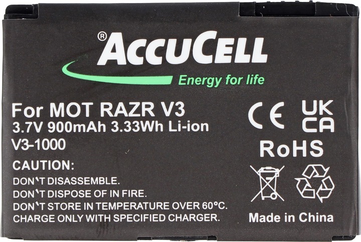 Produktbild AccuCell Akku passend für Motorola V3 Razr, PEBL SNN5696, BA700