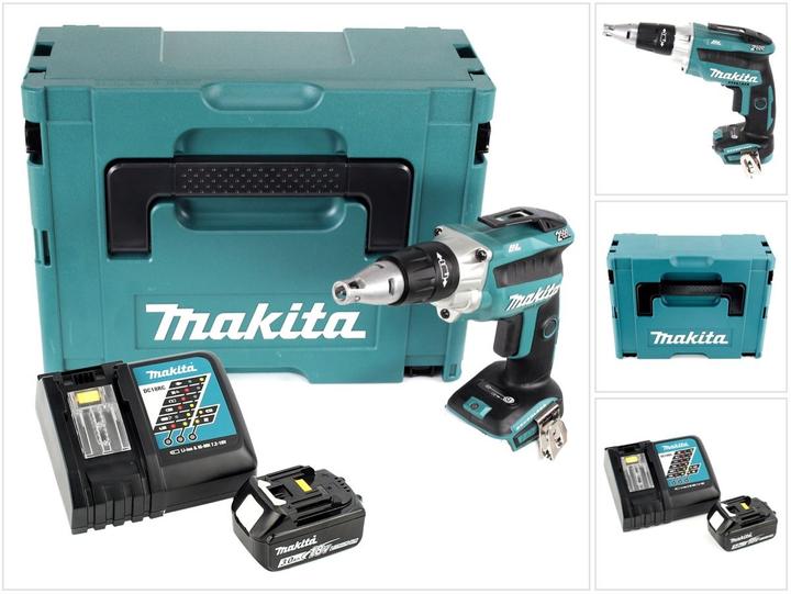 Actual product image Makita DFS 250 RF1J Battery drywall screwdriver 18 V Brushless + 1x battery 3.0 Ah + charger + Makpac (Rechargeable battery operated)
