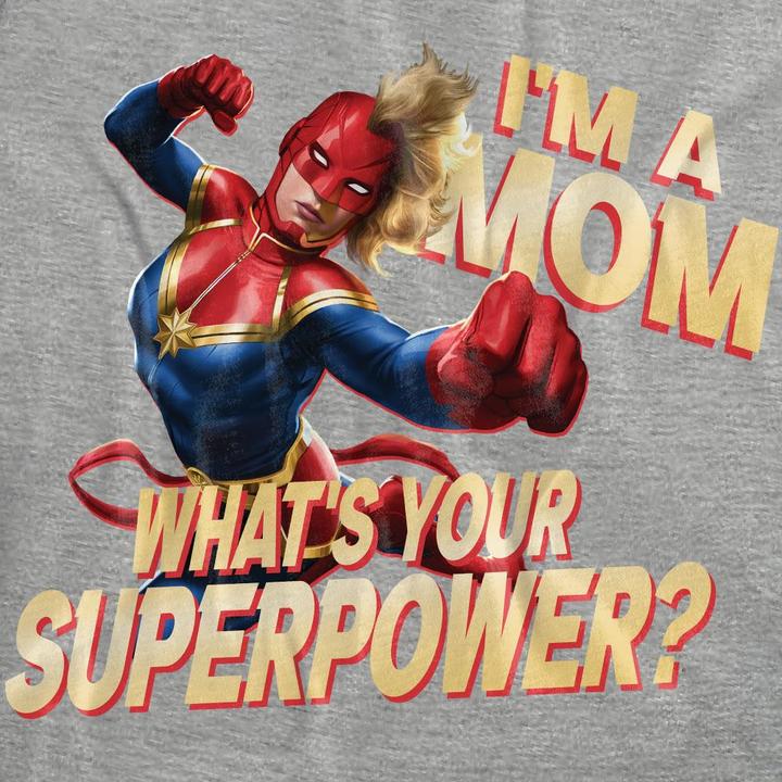Produktbild Captain Marvel Mom Superpower TShirt meliert Muttertag (S)