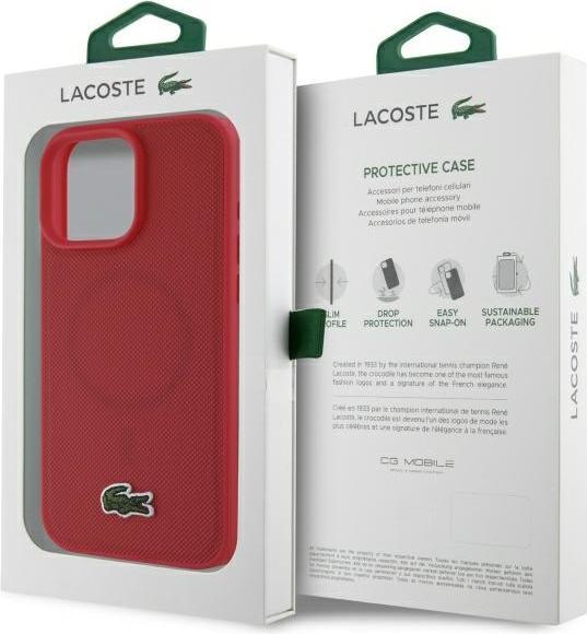 Actual product image Lacoste LCHMP16LPVCR iPhone 16 Pro 6.3" czerwony/red hardcase Iconic Petit Pique MagSafe (Apple iPhone 16 Pro)