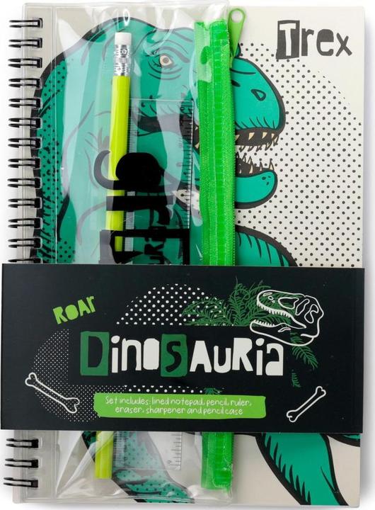 Image du produit Puckator Dinosauria Carnet de notes pour dinosaures avec reliure spirale et trousse à crayons 6 pièces de