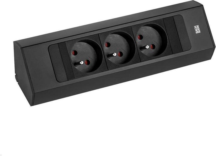 Produktbild Bachmann CASIA 2 3x FR Steckdose UTE (932.101) schwarz, kurz (3 x, CEE 7/3, CEE 7/5, 2 m)
