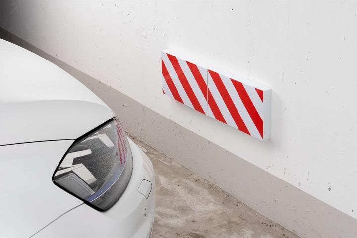 Actual product image CarComfort Garage wall protector, 2 pieces Car door edge protector self-adhesive 32x20x4 cm red/white