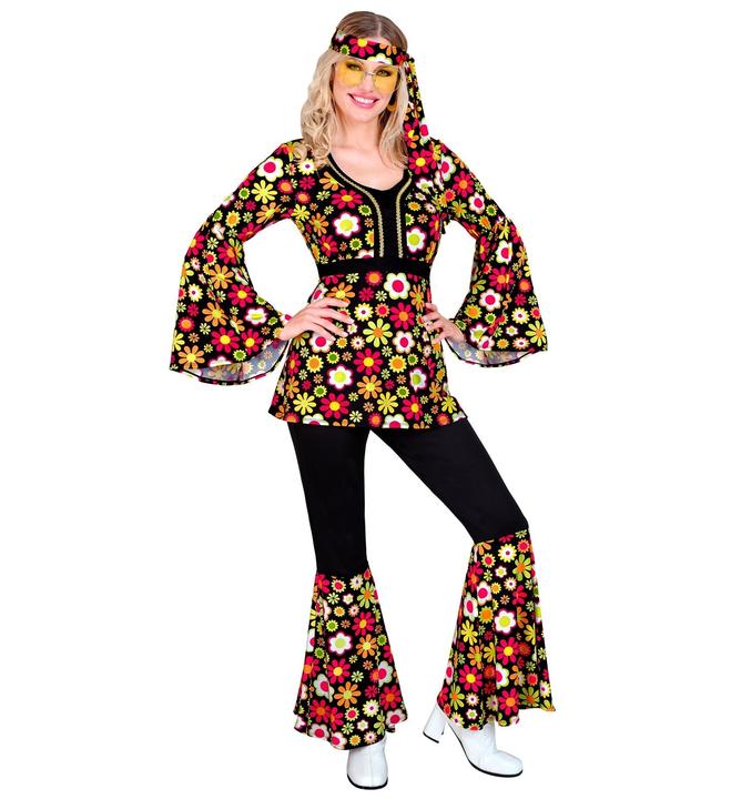 Produktbild Widmann Hippie Style Kostüm Damen Flowers Oberteil, Hose und Stirnband (XXL)