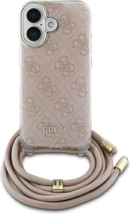 Guess GUHCP16SHC4SEP iPhone 16 6.1" różowy/pink hardcase Crossbody Cord 4G Print